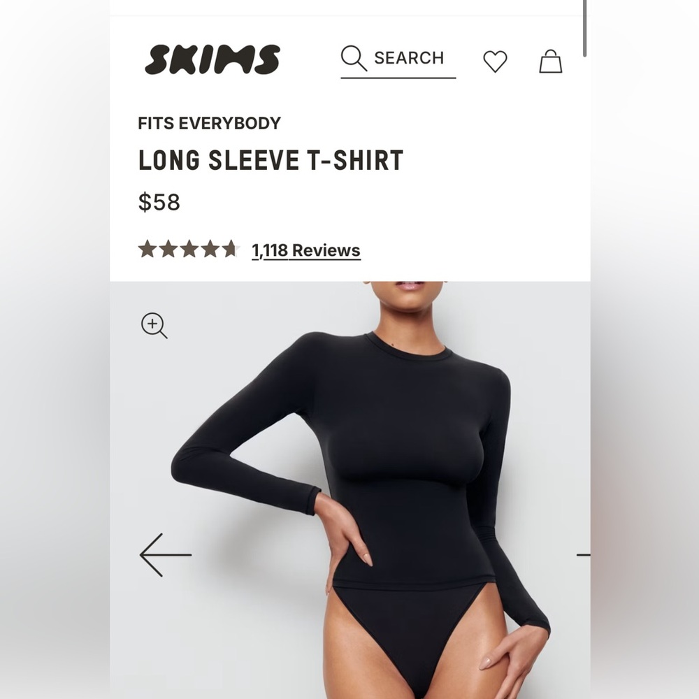 SKIMS Black Long Sleeve Tee
